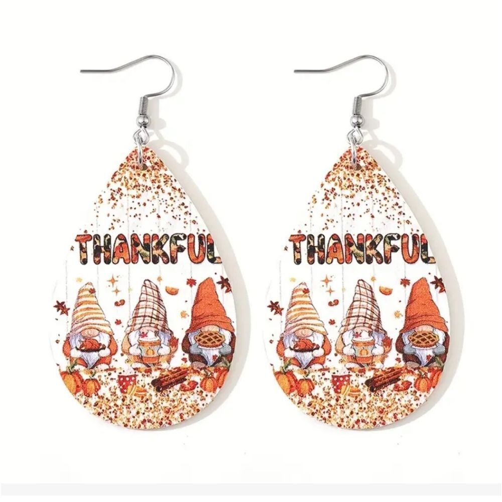 👋 Fall Knome Graphic Earrings "Thankful" | Mix And Match 3/$20